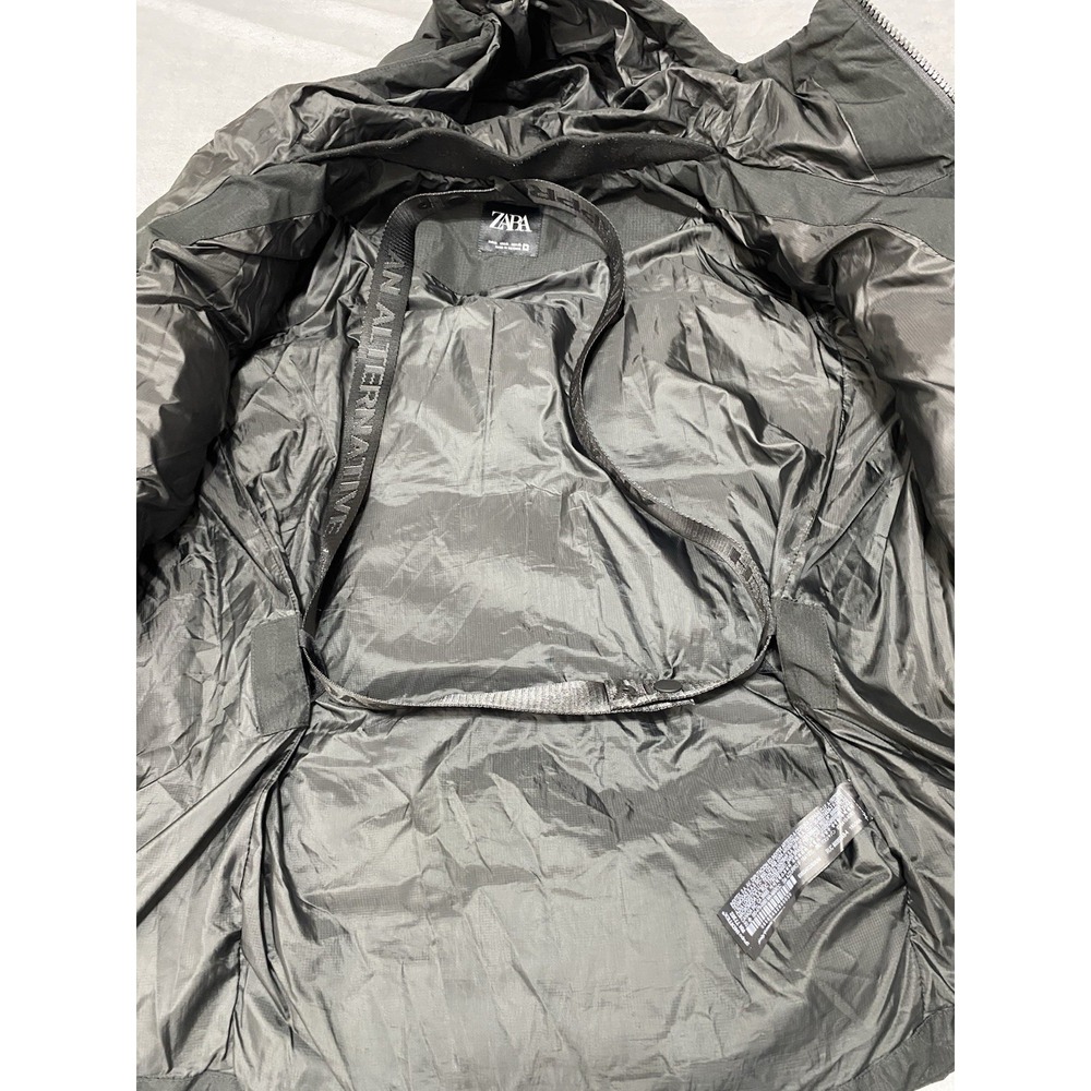 Zara DNWR Mens Black Ripstop Hooded Puffer Jacket Size M Quilted Techwear - Picture 9 of 11